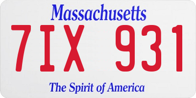 MA license plate 7IX931