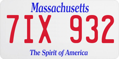 MA license plate 7IX932