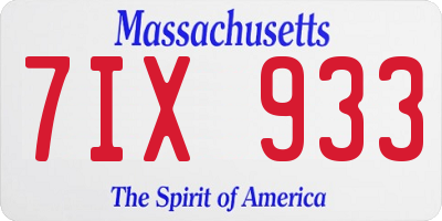 MA license plate 7IX933
