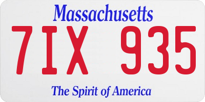 MA license plate 7IX935