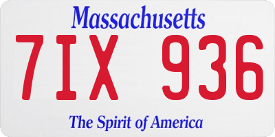 MA license plate 7IX936