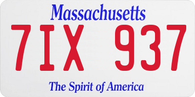 MA license plate 7IX937