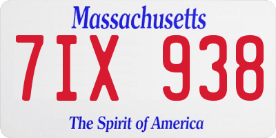 MA license plate 7IX938