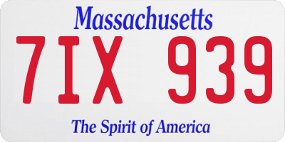 MA license plate 7IX939
