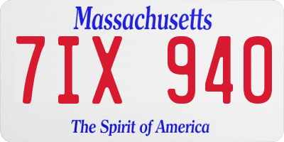 MA license plate 7IX940