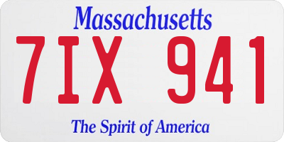MA license plate 7IX941