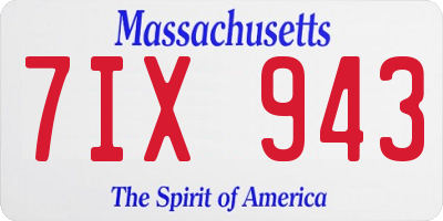 MA license plate 7IX943