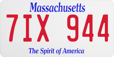 MA license plate 7IX944