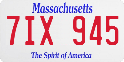 MA license plate 7IX945