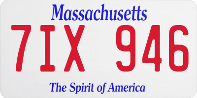 MA license plate 7IX946