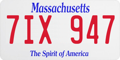 MA license plate 7IX947