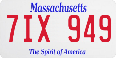 MA license plate 7IX949