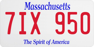 MA license plate 7IX950
