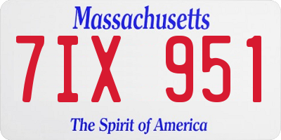 MA license plate 7IX951