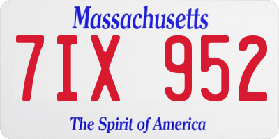 MA license plate 7IX952
