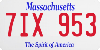 MA license plate 7IX953