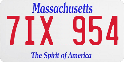 MA license plate 7IX954
