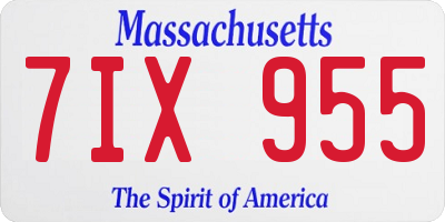 MA license plate 7IX955