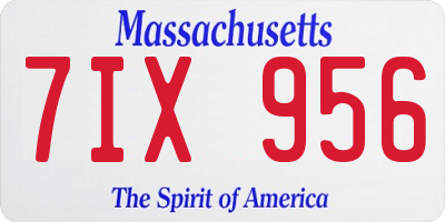 MA license plate 7IX956
