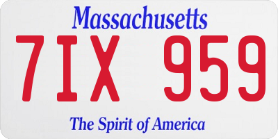 MA license plate 7IX959