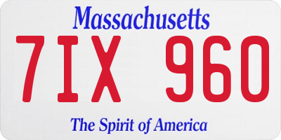MA license plate 7IX960
