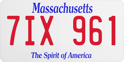 MA license plate 7IX961