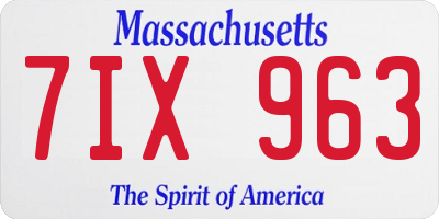MA license plate 7IX963