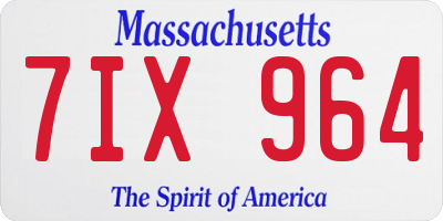 MA license plate 7IX964