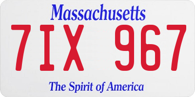 MA license plate 7IX967