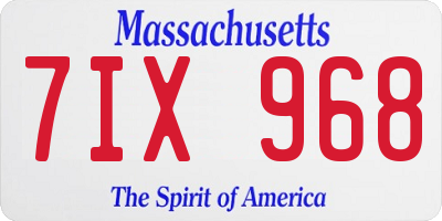 MA license plate 7IX968