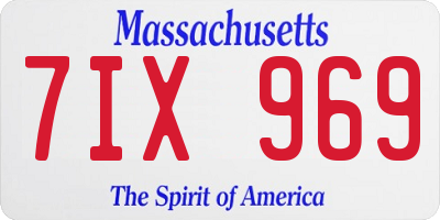 MA license plate 7IX969
