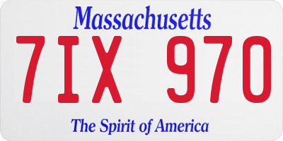 MA license plate 7IX970