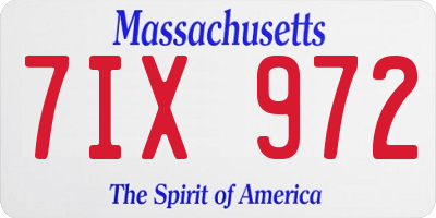MA license plate 7IX972