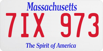 MA license plate 7IX973