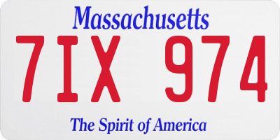MA license plate 7IX974