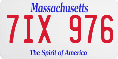 MA license plate 7IX976
