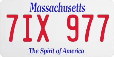 MA license plate 7IX977