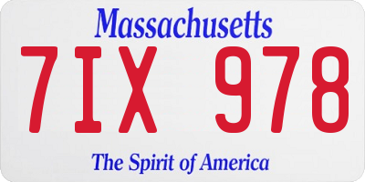 MA license plate 7IX978