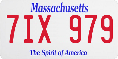MA license plate 7IX979