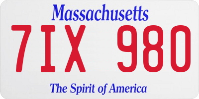 MA license plate 7IX980