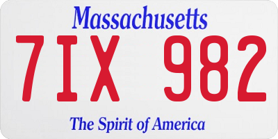 MA license plate 7IX982