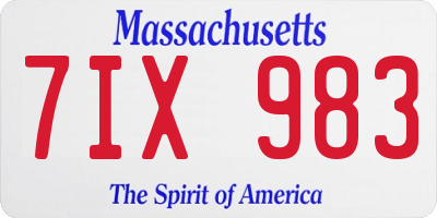 MA license plate 7IX983