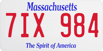MA license plate 7IX984