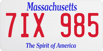 MA license plate 7IX985