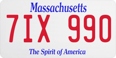 MA license plate 7IX990