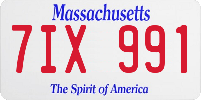 MA license plate 7IX991