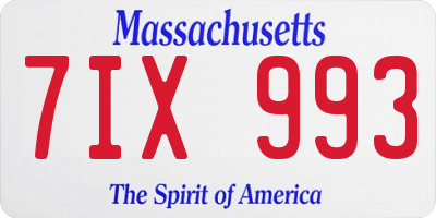 MA license plate 7IX993