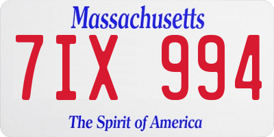 MA license plate 7IX994
