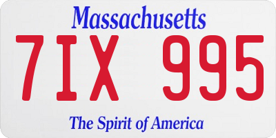 MA license plate 7IX995