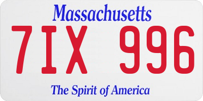 MA license plate 7IX996